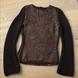Krizia Jeans brown gold knitted sweater pullover